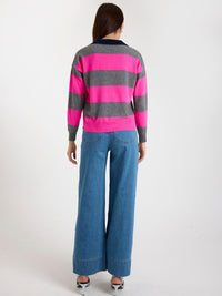 Brodie Cashmere Ruby Rugby Cashmere Polo in mid grey - women's long sleeve top - alternate view