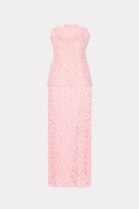Milly - Norelle Mixed Laces Pleated Maxi Dress