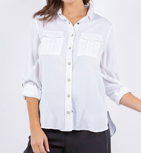 Paparazzi - Tencel Slub Snap Front Long Sleeve Shirt