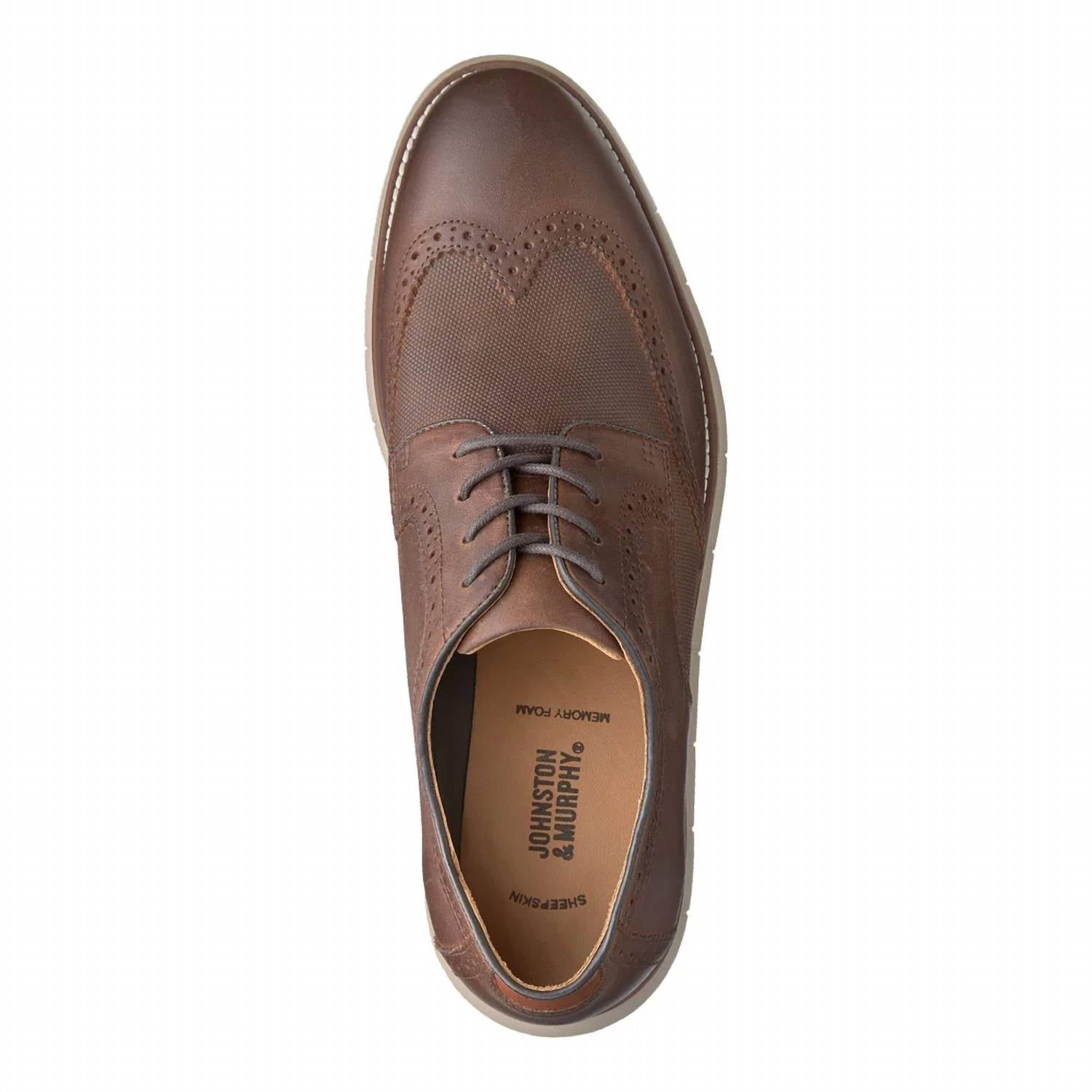 JOHNSTON & MURPHY Men's Holden Shoes in brown oiled - men's shoe - detail view