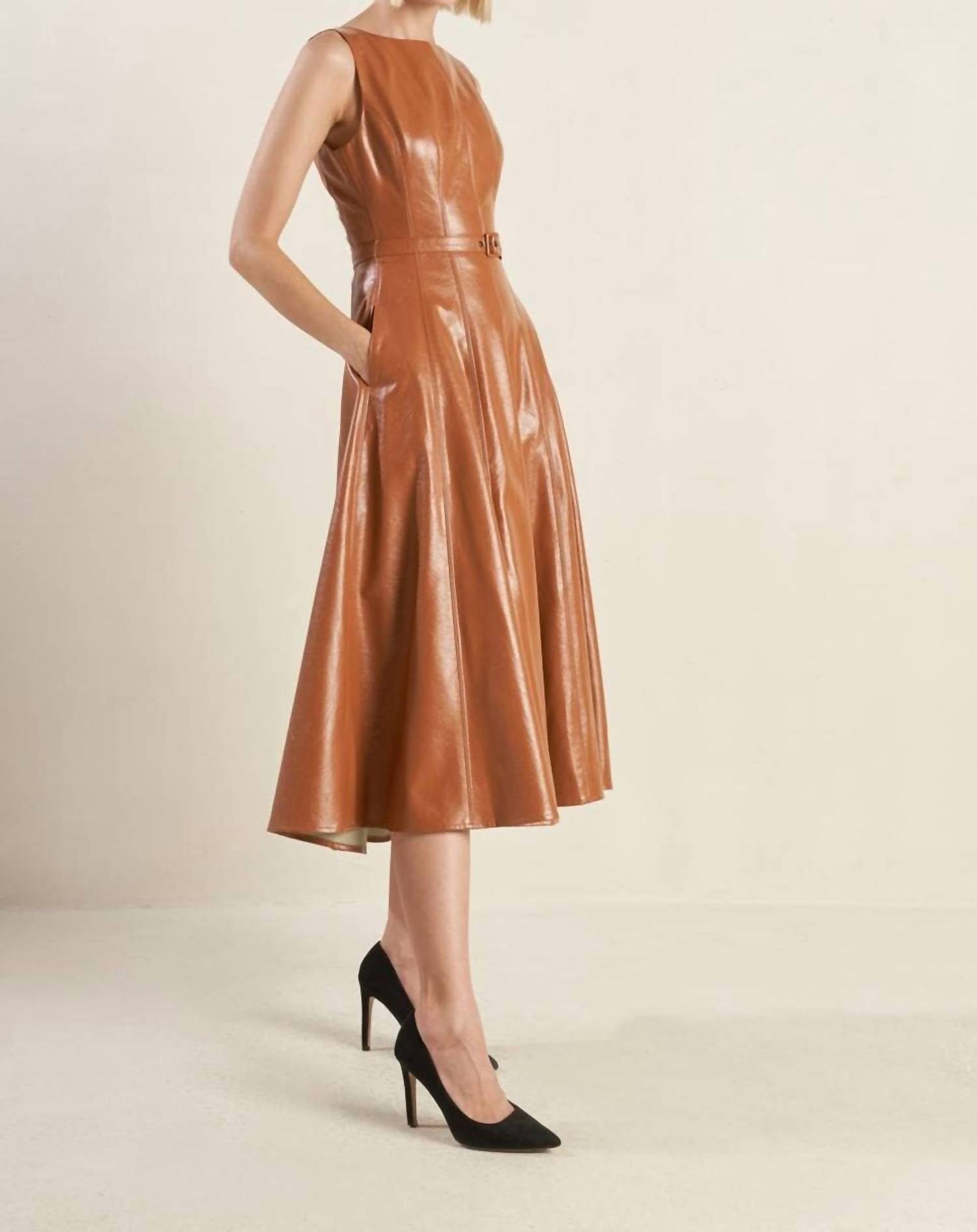 Flying Tomato - Faux Leather Midi Dress
