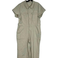GOOD AMERICAN Women’s Short-sleeve Flared Jumpsuit in tan - women's pants