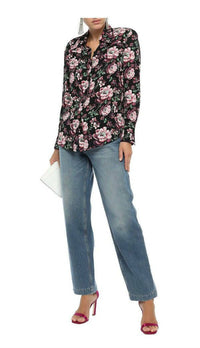 Magda Butrym - Floral Print Button Down Silk Blouse