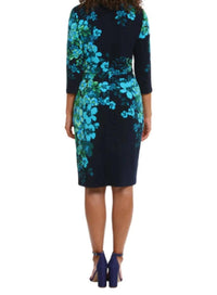 London Times - Floral Print 3/4 Sleeve Sheath Dress