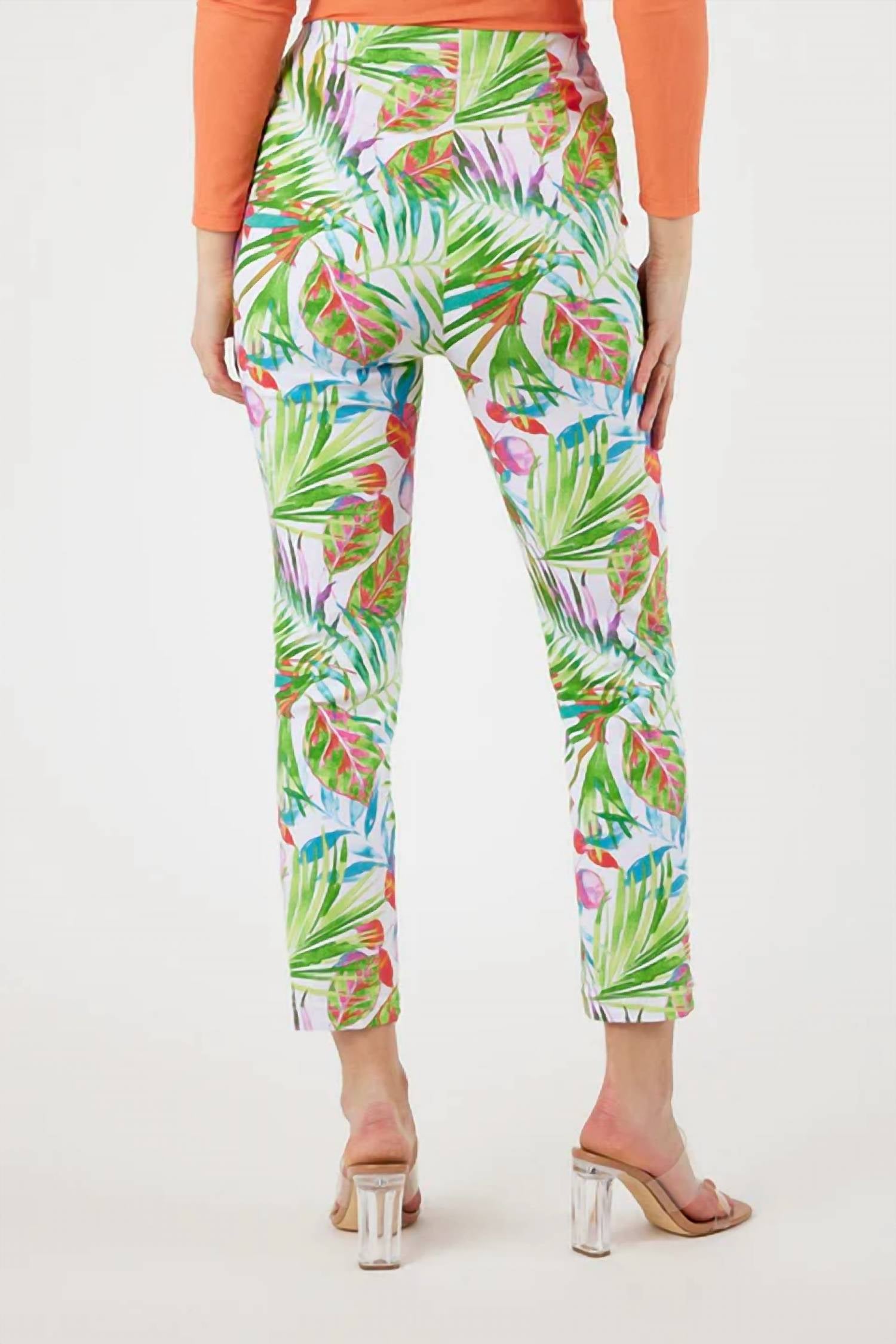 Robell - Tropical Palm Leaves Print Lena Slim Pant