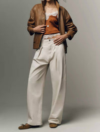 PISTOLA Eden Pleated Barrel Trousers in parchment - women's pants
