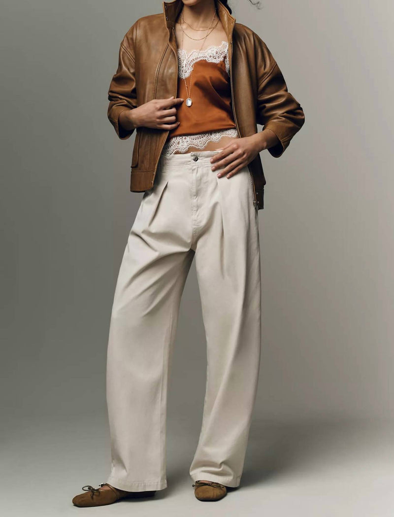 PISTOLA Eden Pleated Barrel Trousers in parchment - women's pants