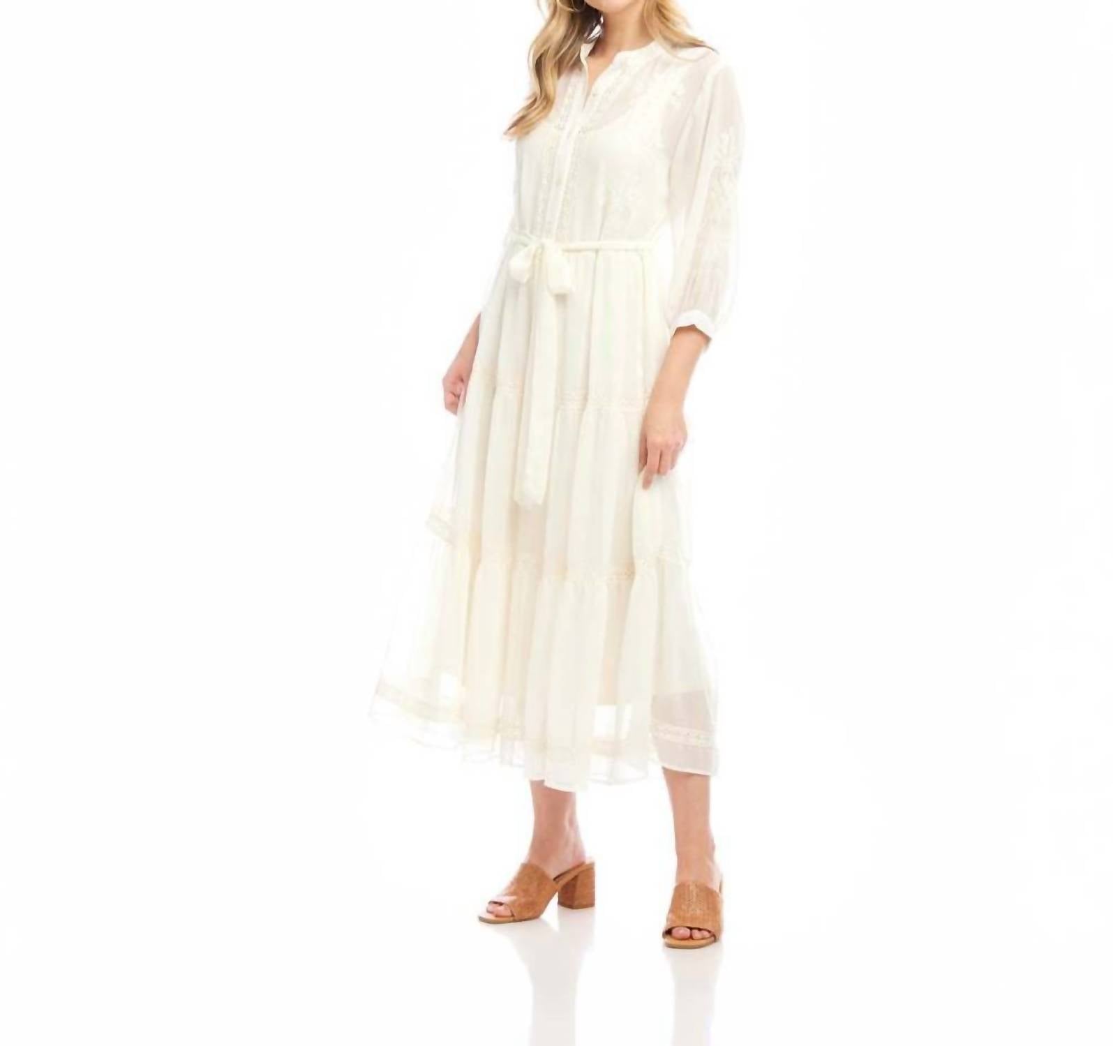 Karen Kane - Embroidered Tiered Midi Dress