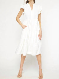 Entro - Ruffled Pocket Tiered Midi Dress