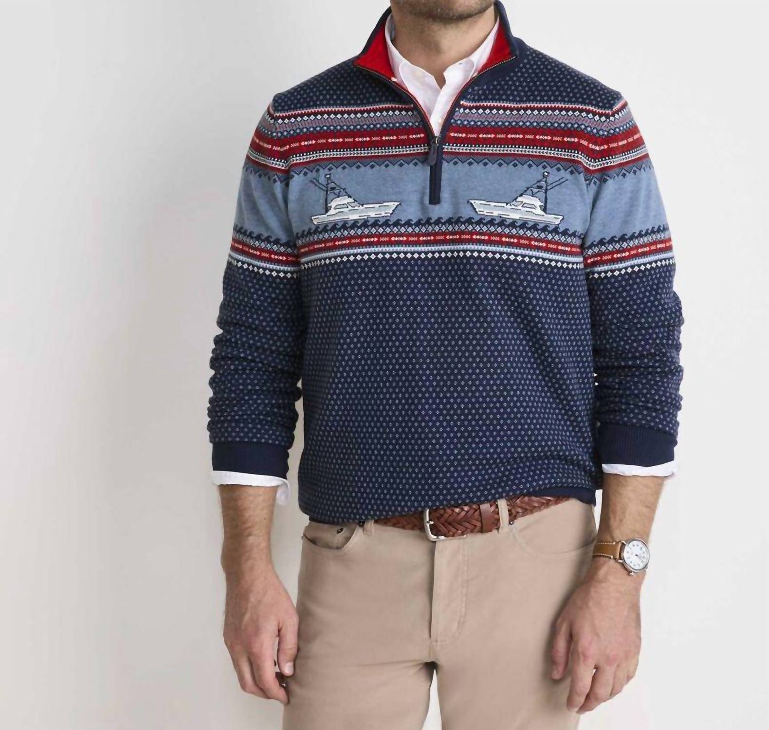 Vineyard Vines - Men's Fishing Fair Isle Quarter-zip Pullover
