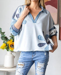 Oli & Hali - Collared Top With Eyelet Lace