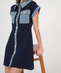 Zoe And Claire - Lizzie Knit Denim Mini Dress