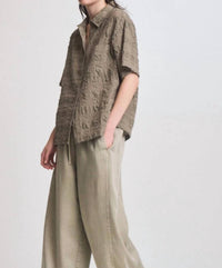 Grade & Gather - Seer Plaid Button Front Short Sleeve Top
