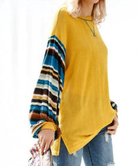 My Story - Tribal Striped Sleeve Knit Top
