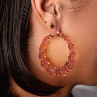 Gold & Honey - Women's Lucite Bamboo Hoop Earrings