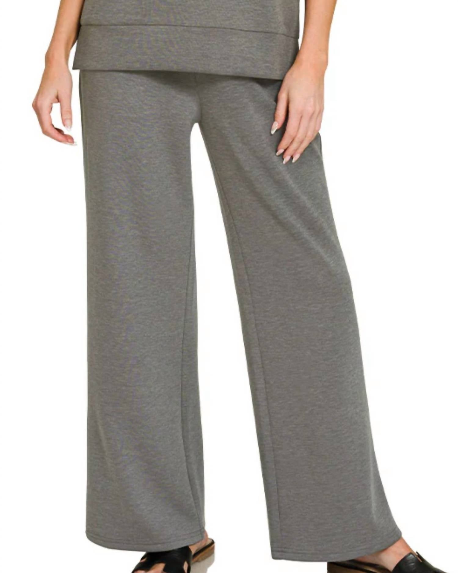 Zenana - Scuba High Rise Wide Leg Pants