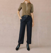 Bella Dahl - Short Sleeve Placket Mixed Shirt
