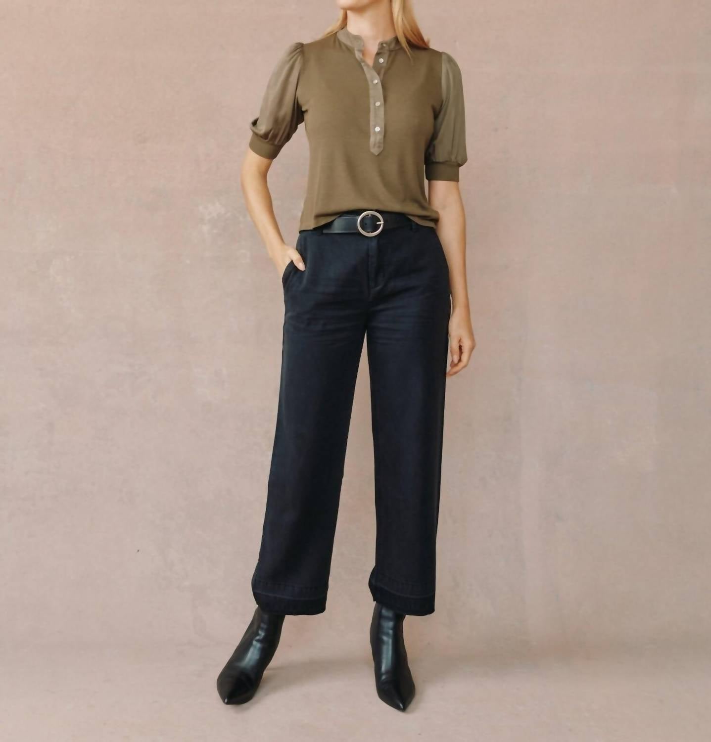 Bella Dahl - Short Sleeve Placket Mixed Shirt