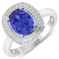 Diana M Jewels Women's Oval Natural Tanzanite Fashion Ring (1.88 Ct) - Classic in 14k white gold - women's jewelry - detail view