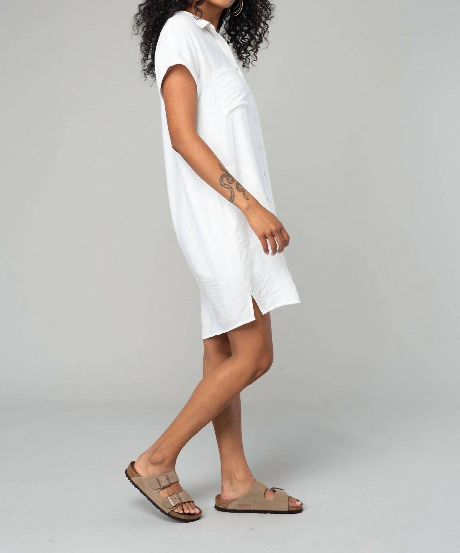 Lovestitch - Short Dolman Sleeve Mini Shirt Dress