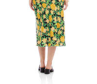 Karen Kane Bias Cut Midi Skirt in floral print - women's skirt - detail view