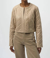 Joseph Ribkoff - Fawn Long Sleeves Crew Neck Quilted Jacket
