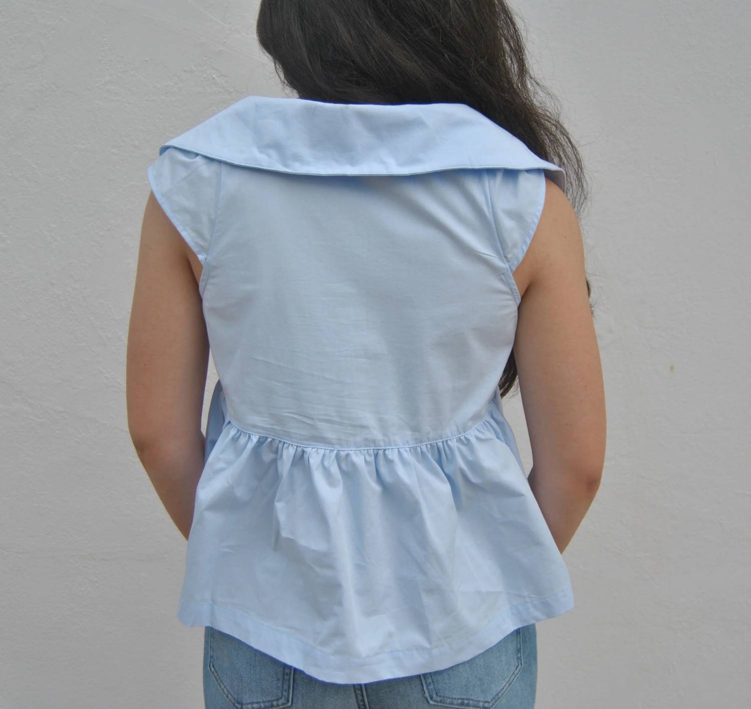 Tcec - Sleeveless Collared Peplum Hem Top
