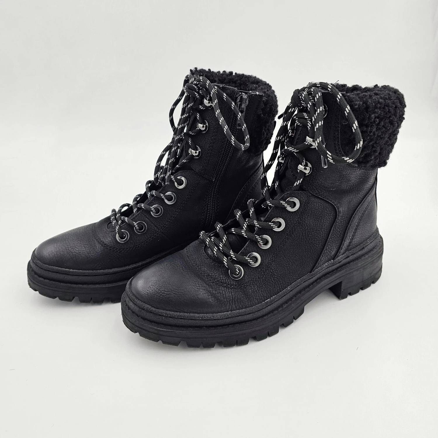 STEVE MADDEN Women's Keystone Lug Hiker Boots in blk - women's shoe - alternate view