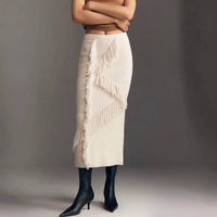 Derek Lam 10 Crosby - Women's Hestia Fringed Midi Sweater Skirt