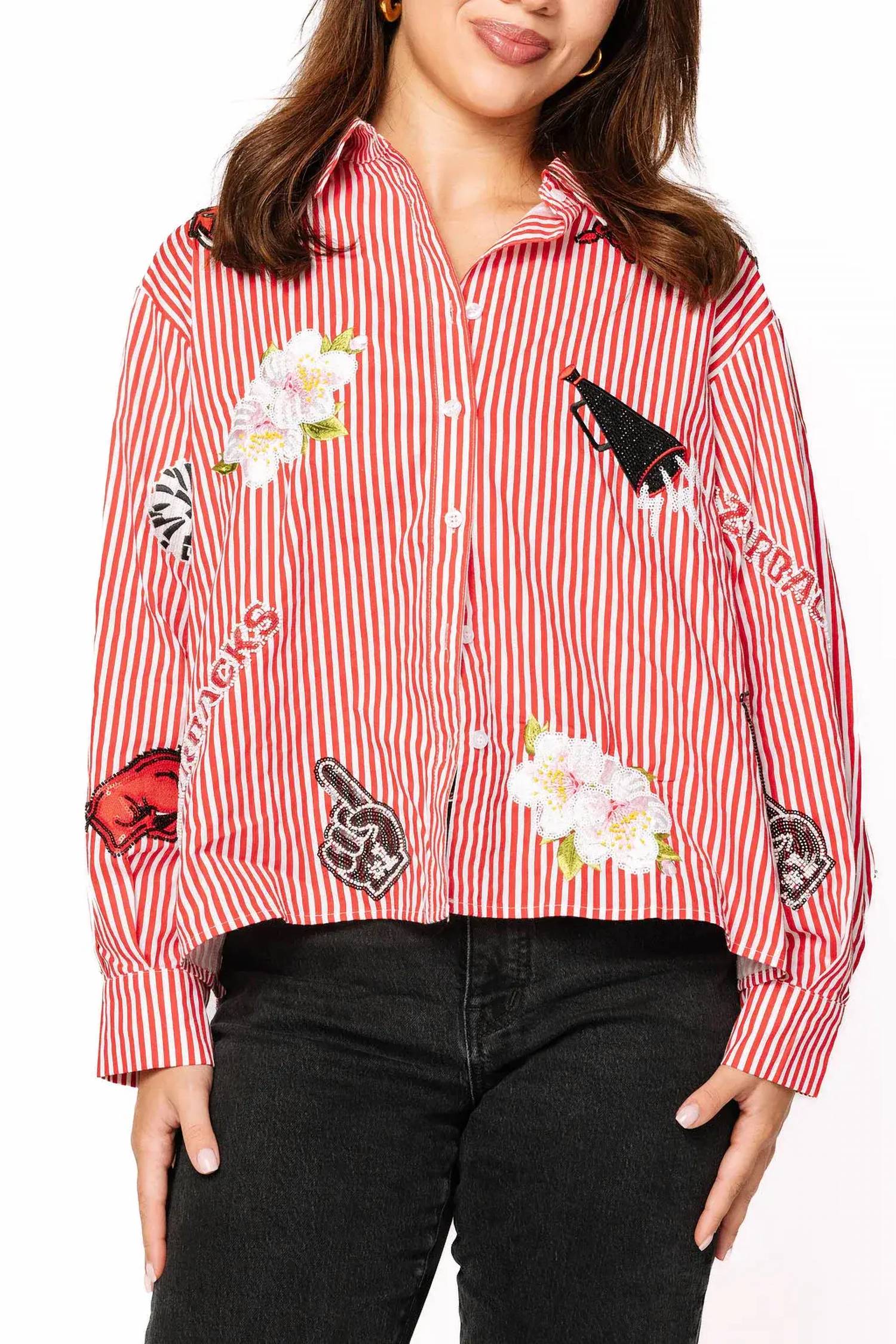 Queen Of Sparkles - Arkansas Gameday Button Down