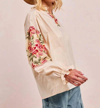 Bibi - Woven Sleeve Top
