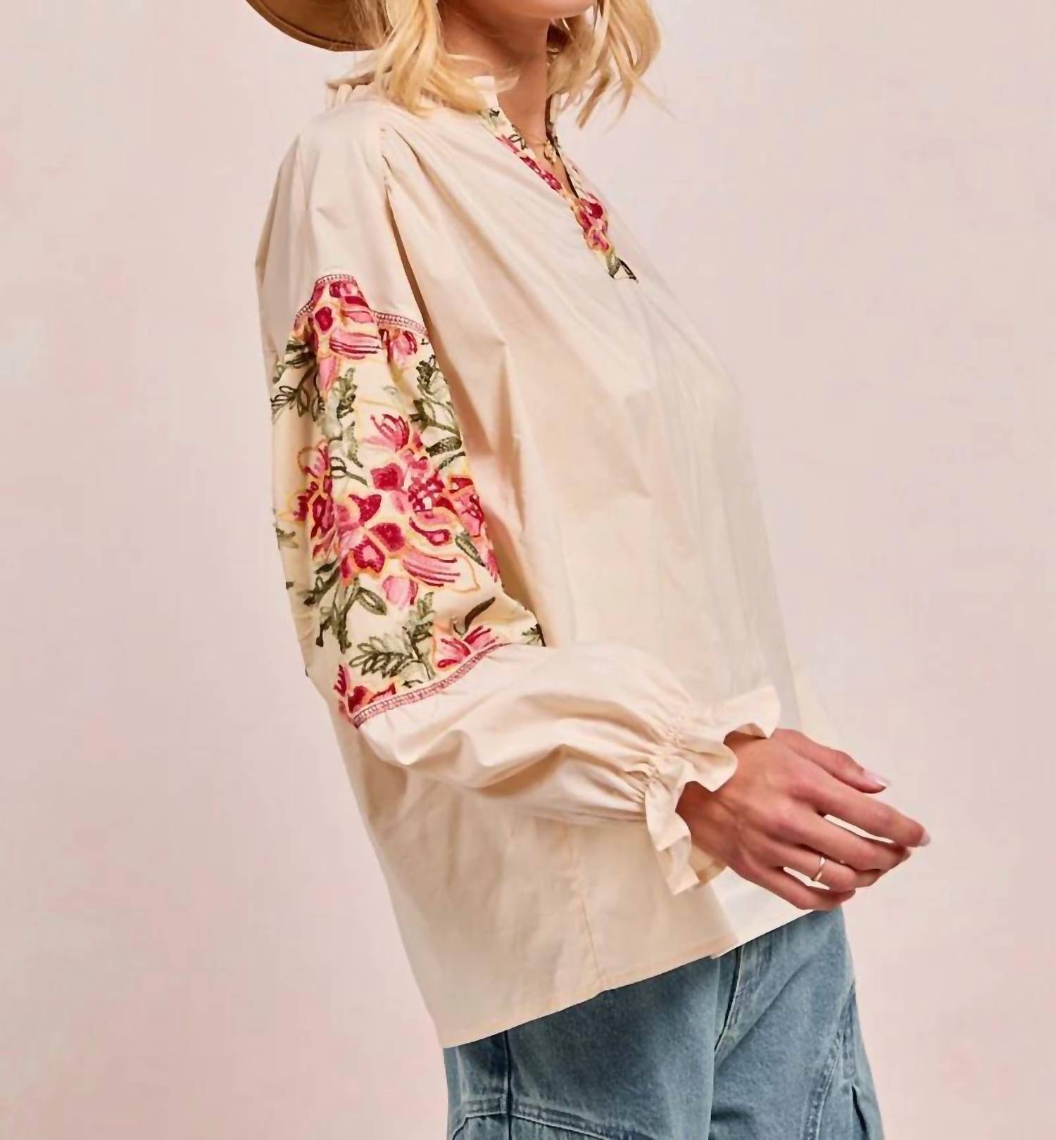 Bibi - Woven Sleeve Top