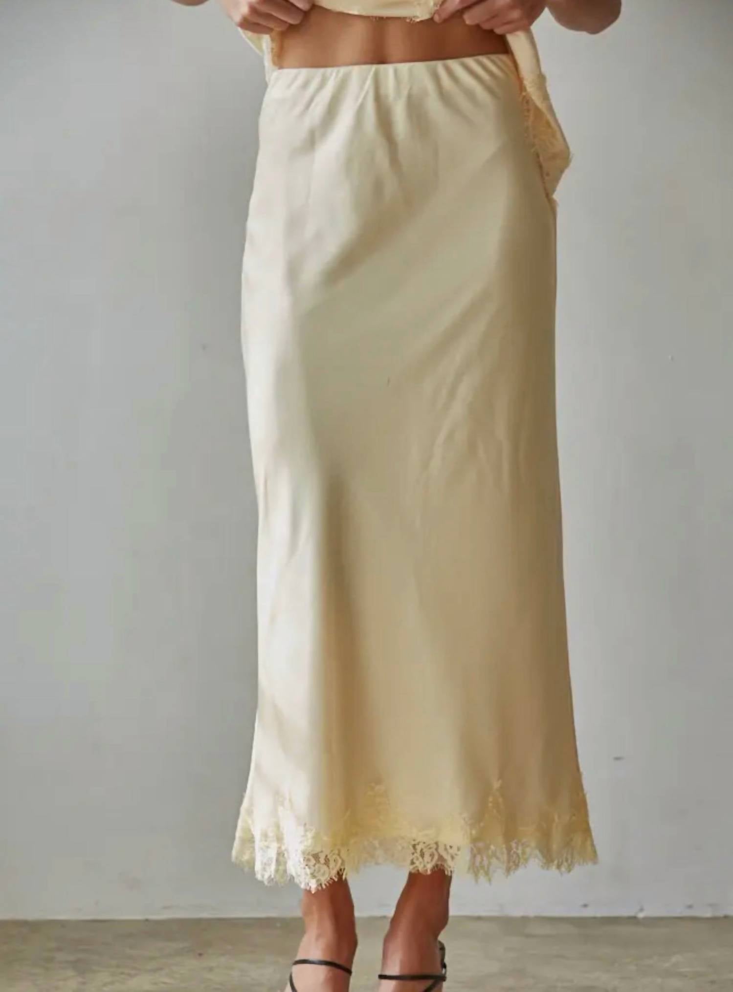 By Together Yarrow Satin Midi Skirt in butter - women's skirt
