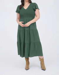 Blu Pepper - Flutter Sleeve Midi Dress - Plus