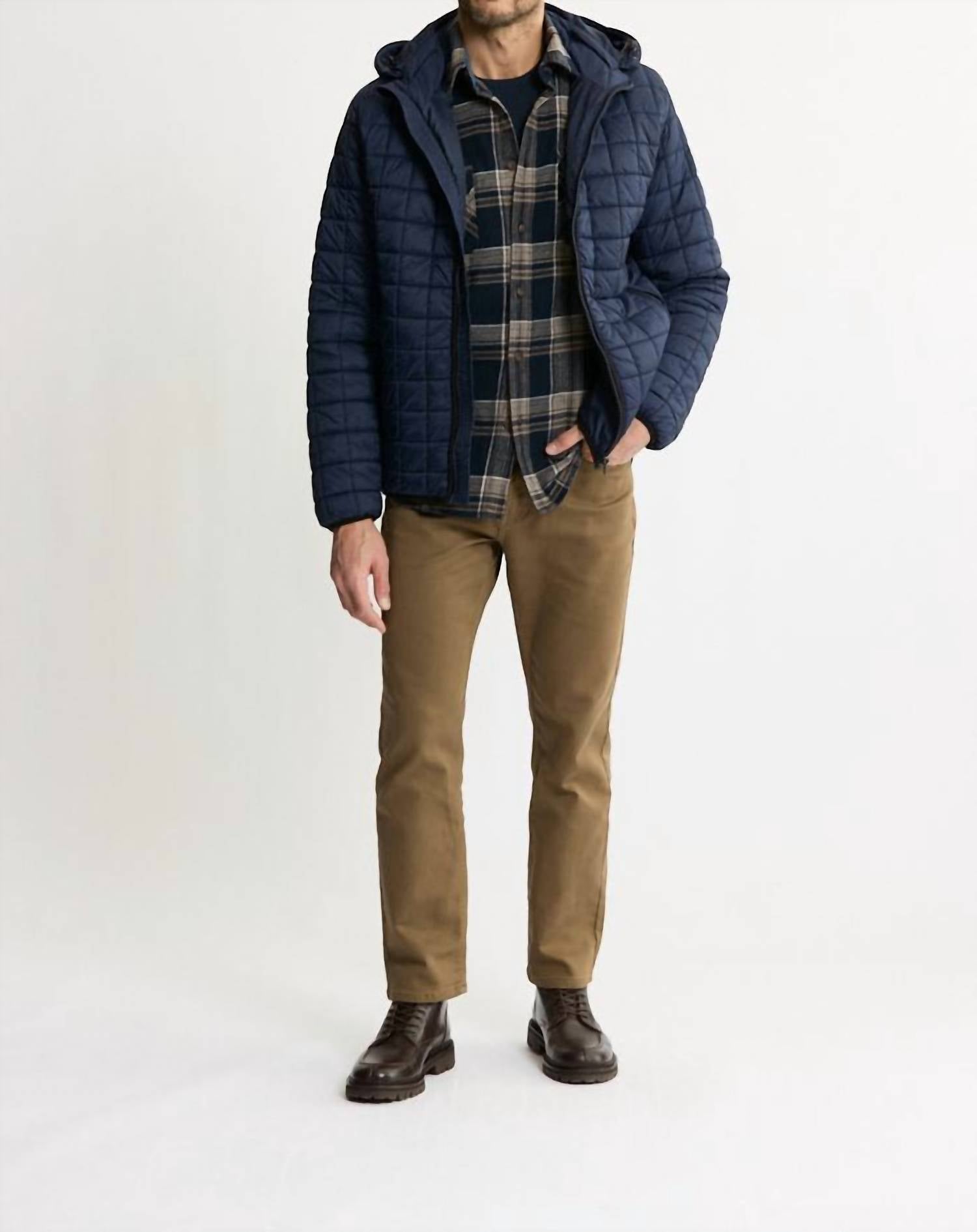 JACHS NEW YORK Light Quilted Hooded Puffer Jacket in navy - men's jacket - view 4