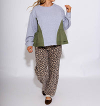 Brad & Rena Cozy Colorblock Sweatshirt in grey - women's top - alternate view
