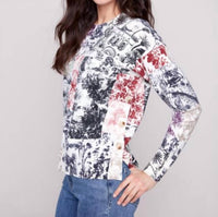 Charlie B - Printed With Side Buttons Sweater - Plus