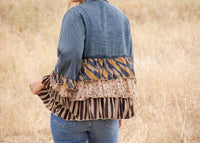 Young Threads - Vintage Boho Denim Yoke Patchwork Tiered Tunic Top