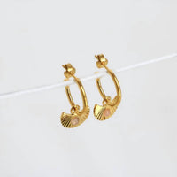 Love Lunamei Women's Moon Gazer Earrings in rose quartz - women's jewelry - detail view