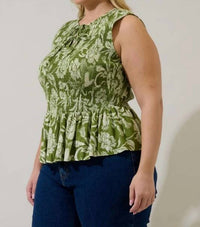 Sugarlips - Olivia Floral Smocked Peplum Top - Plus
