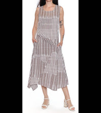 Sorella - Sleeveless Linen Striped Midi Dress