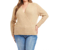 Karen Kane Wrap Sweater - Plus in wheat - women's sweater
