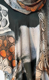Kaziuki - Faux Suede Print Cowl Tunic Top