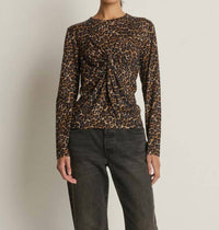 Nation LTD Marion Twist Front Tee in leopard - women's long sleeve top