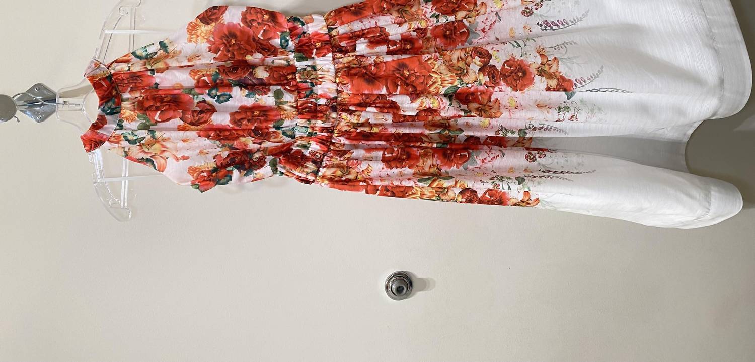 EB Luxe Floral Print Halter Dress in red multi - women's dress - view 4