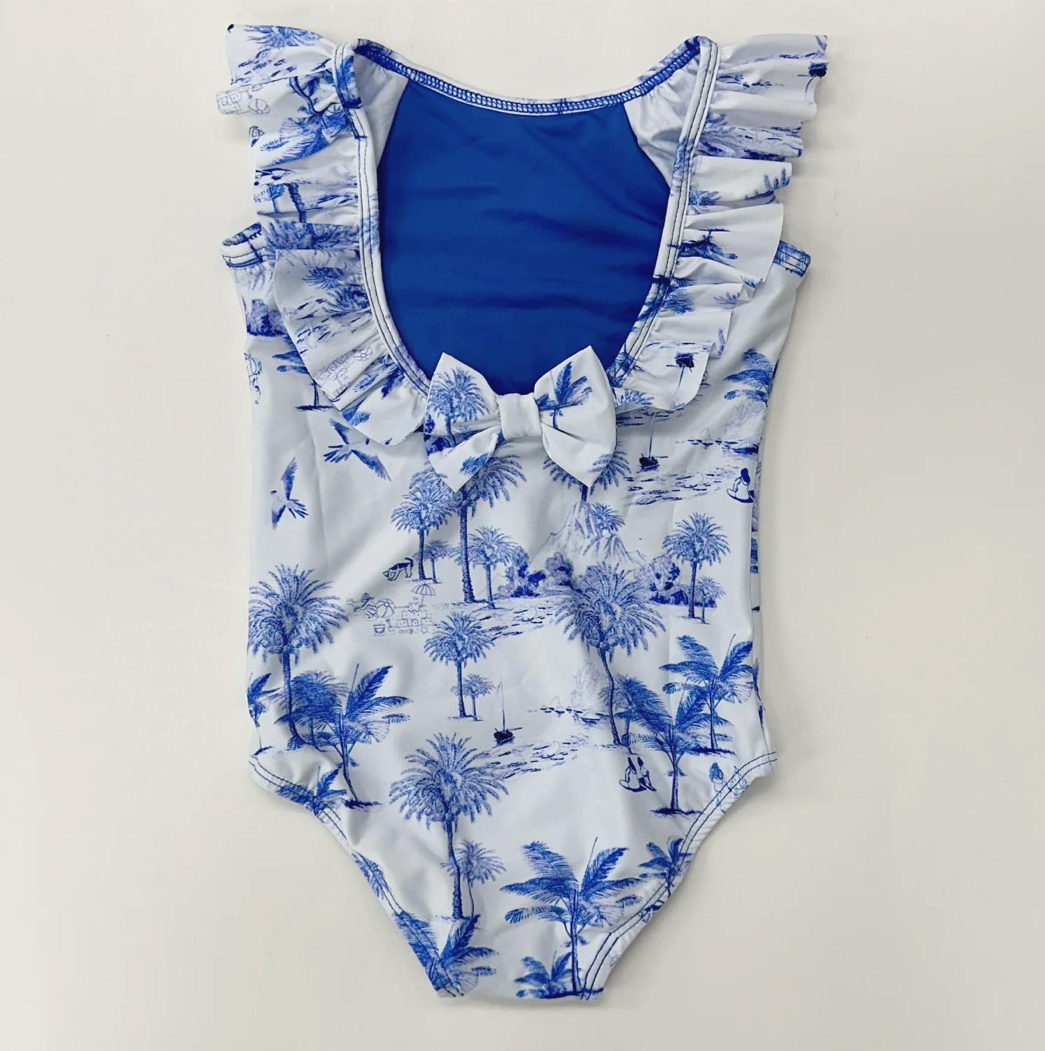 Planet Sea - Girl's Riviera Dream Ruffle Sleeve One Piece Swimsuit