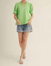 Jodifl Butter Me Up Top in apple green - women's blouse - view 5