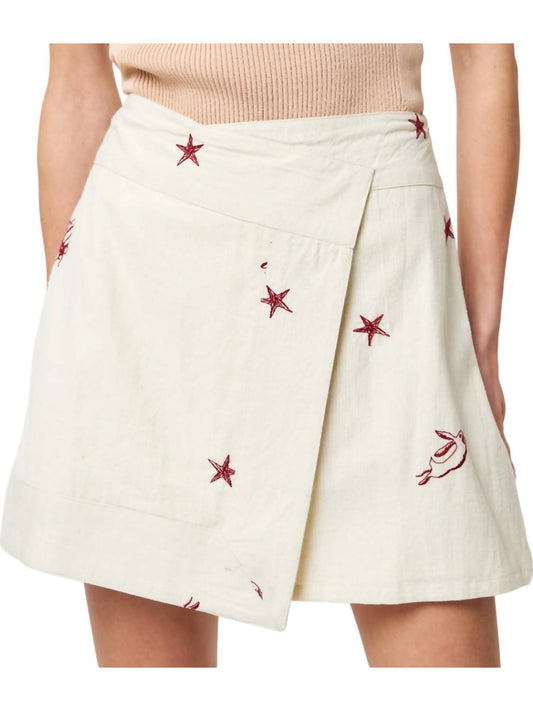 Ciebon - Sabo Park Life Embroidered Faux Wrap Skirt