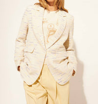 JOHN + JENN Elio Coastal Tweed Jacket in cream - women's jacket - detail view