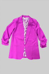 Art & Love Usa - Solid Ruched Sleeve Blazer